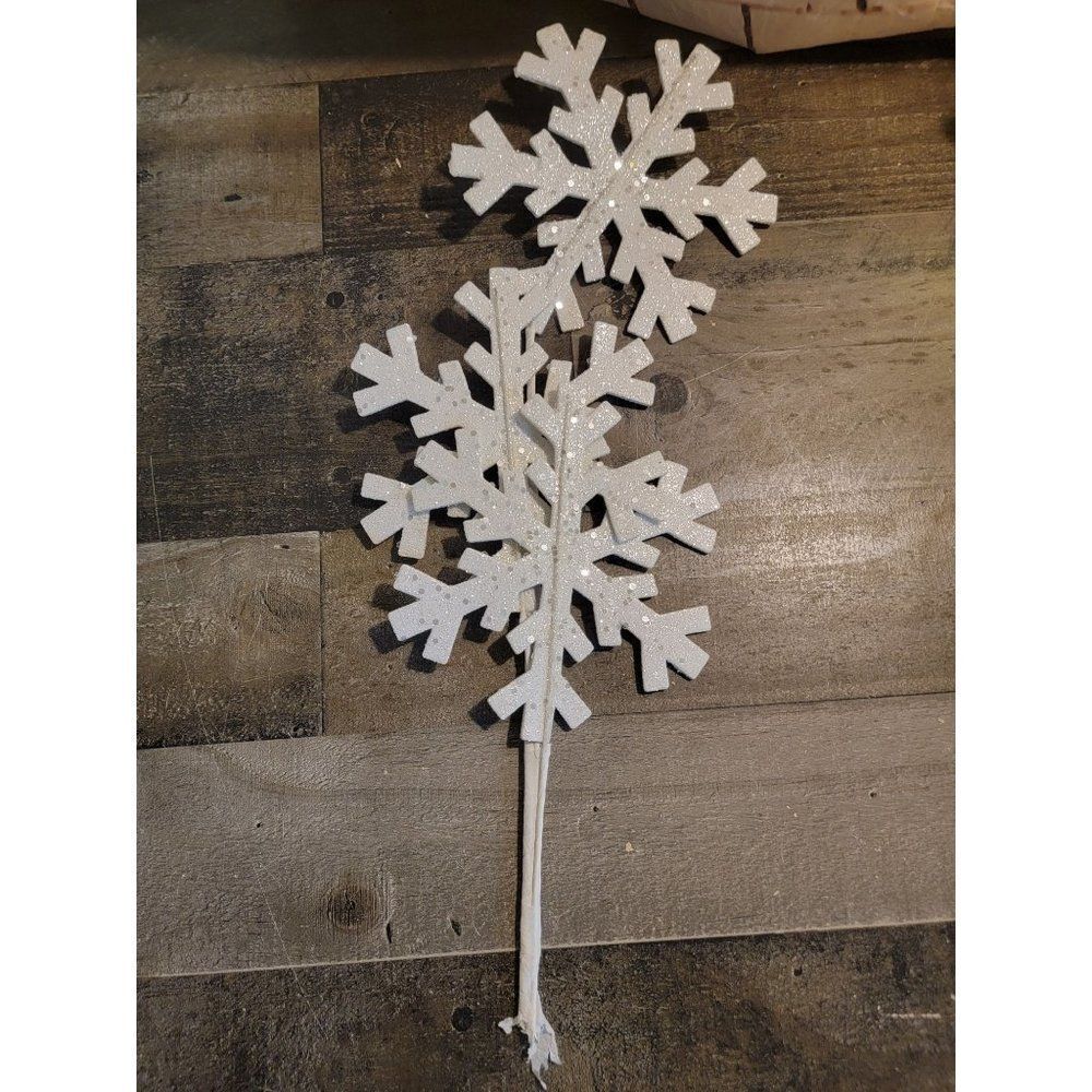 Snowflake glitter branch xmas decor AS IS